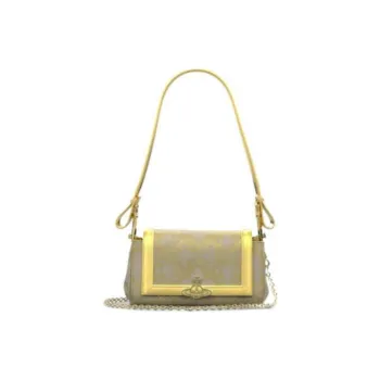 Vivienne Westwood Jacquard Fabric Shoulder Bag, Baguette Bag, Handbag, Shoulder Bag Women's Gold