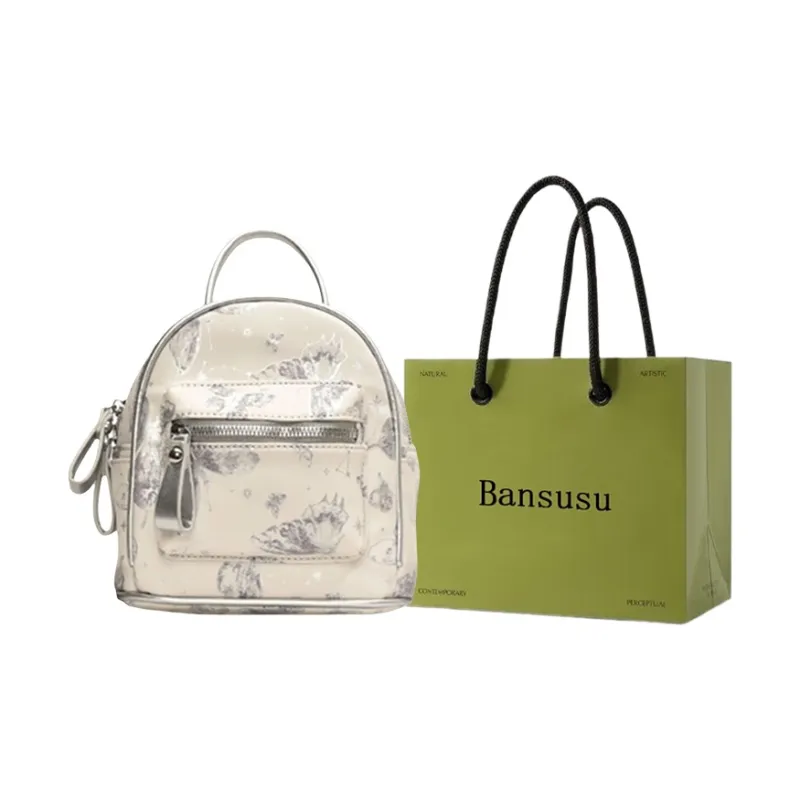 Bansusu PU Handbag Backpack Women's Pink/Silver-4