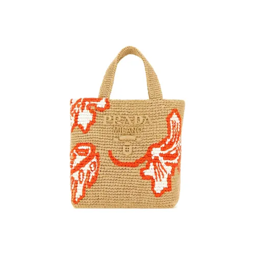 PRADA zipped Tote Bag Shopping Bag Handbag Women's Khaki/Red