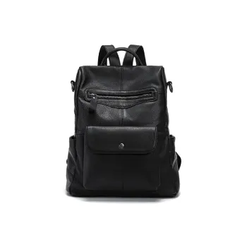 LARTIGENT Cow Leather Backpack Regular Unisex Black