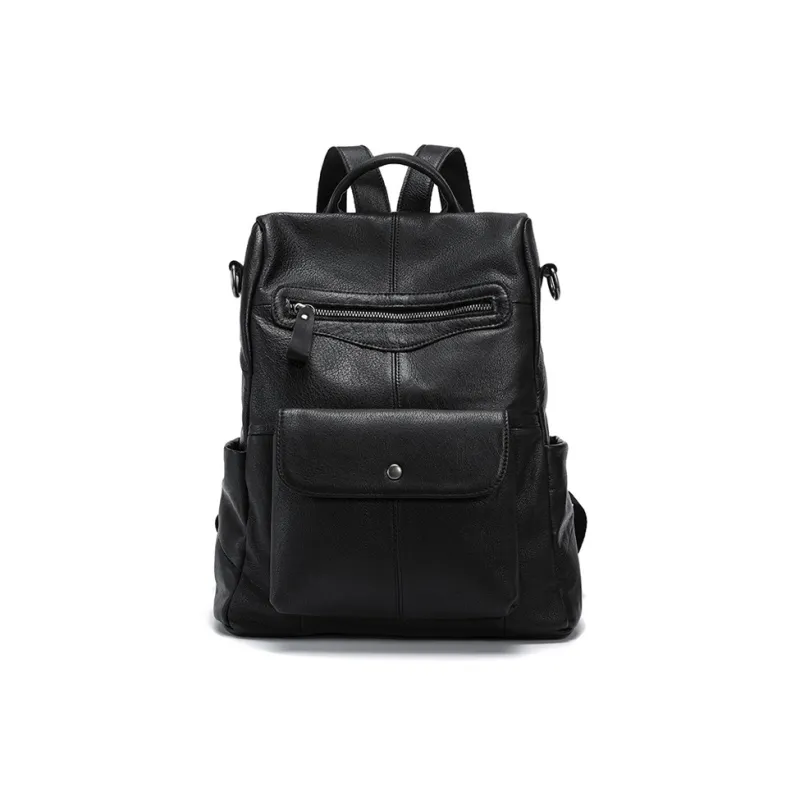 LARTIGENT Cow Leather Backpack Regular Unisex Black-0