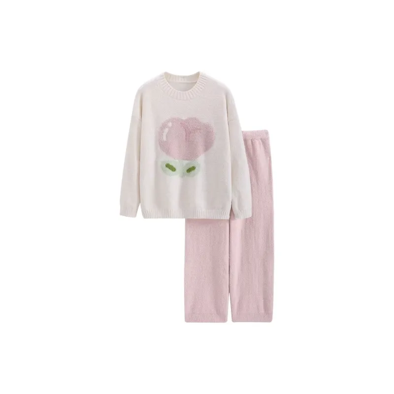 XIAFENYAN Pajama Set Women's White-0