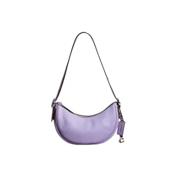 COACH Luna Pebbled Leather Handbag, Shoulder Bag Large Size Women's Light Purple