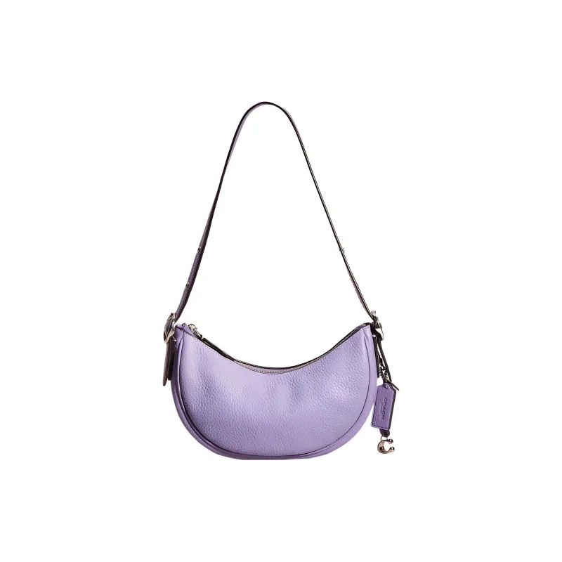 COACH Luna Pebbled Leather Handbag, Shoulder Bag Large Size Women's Light Purple-0
