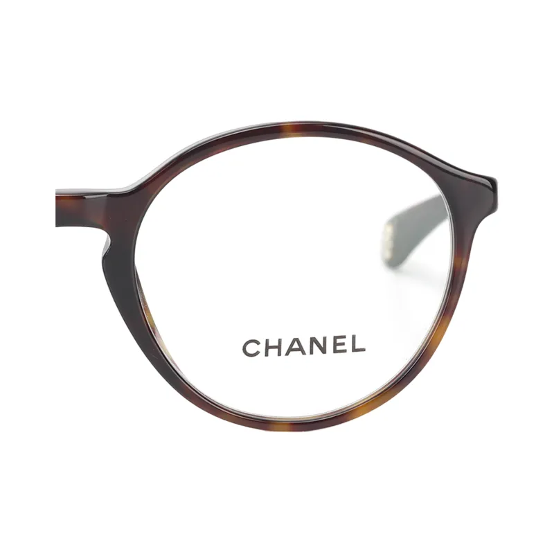 CHANEL Acetate Irregular Shape Eyeglass Frames Unisex Tortoiseshell-3