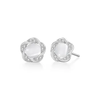 JIACUIYUN Glass Cat Eye Stud Earrings Women's
