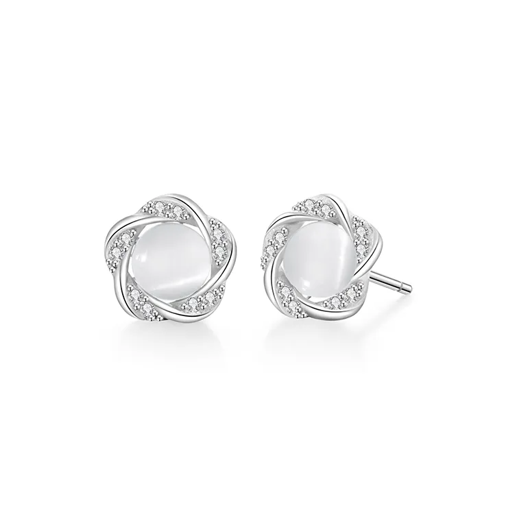 JIACUIYUN Glass Cat Eye Stud Earrings Women's-0