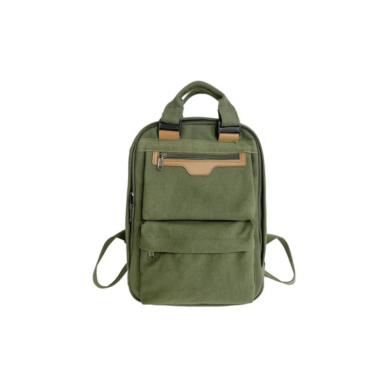 NOMK Canvas Handheld Backpack Unisex Black/Army Green/Green/Ecru/Purple-4