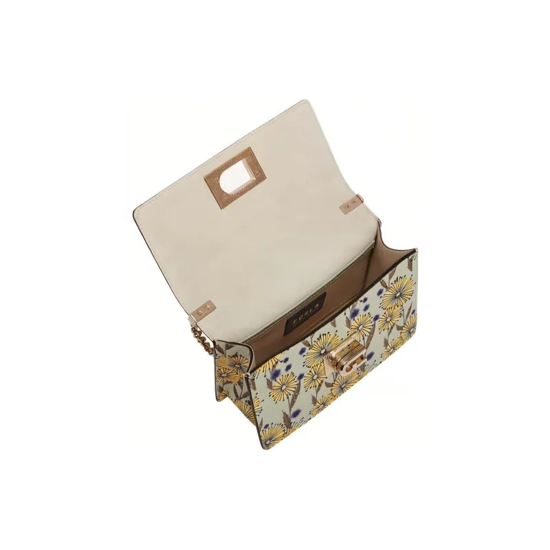 Furla 1927 Collection Leather Shoulder Bag, Crossbody Bag Mini Women's Pearl White Multicolor-3