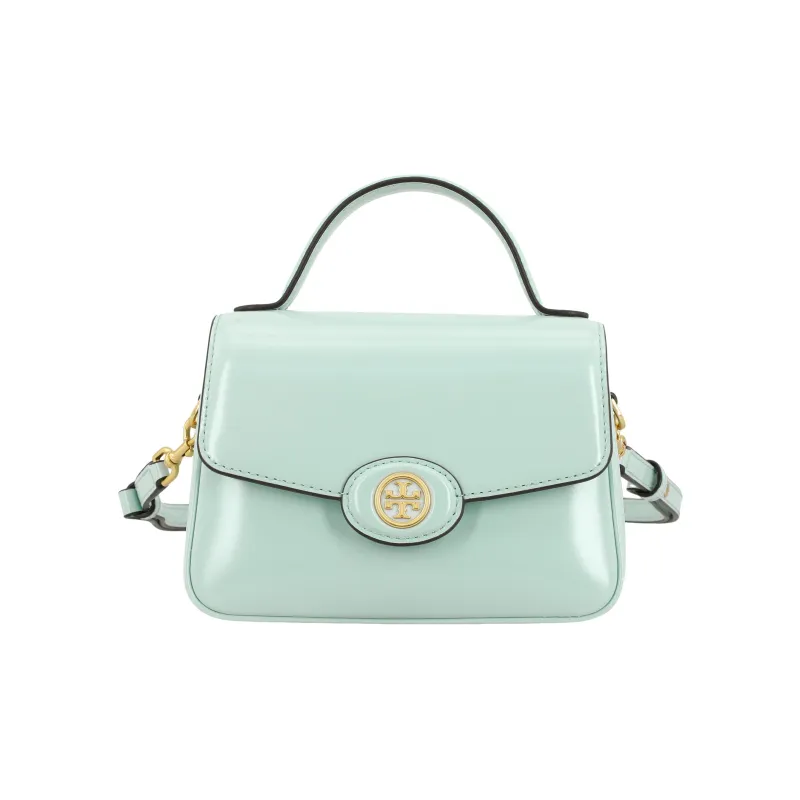 TORY BURCH Robinson Patent Leather Shoulder Bag Crossbody Bag Handbags Small Size Women's Light Blue-0
