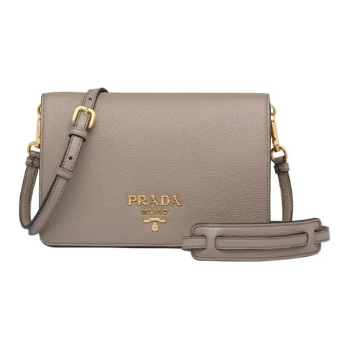 PRADA PRADA Luggage Collection Leather Shoulder Bag Crossbody Bag Women's Clay Gray