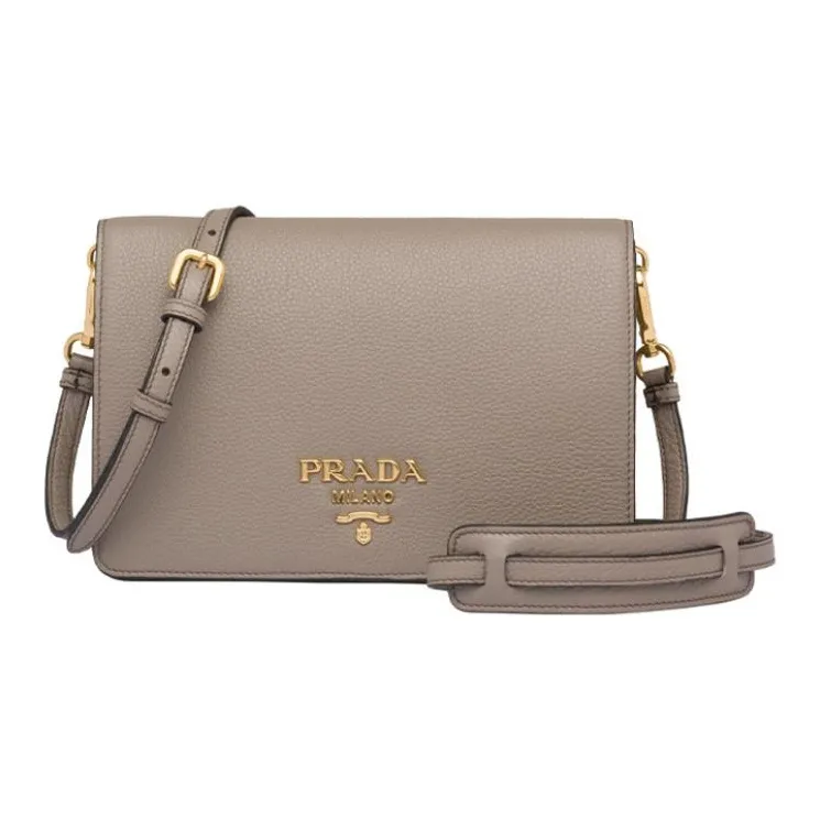 PRADA PRADA Luggage Collection Leather Shoulder Bag Crossbody Bag Women's Clay Gray-0