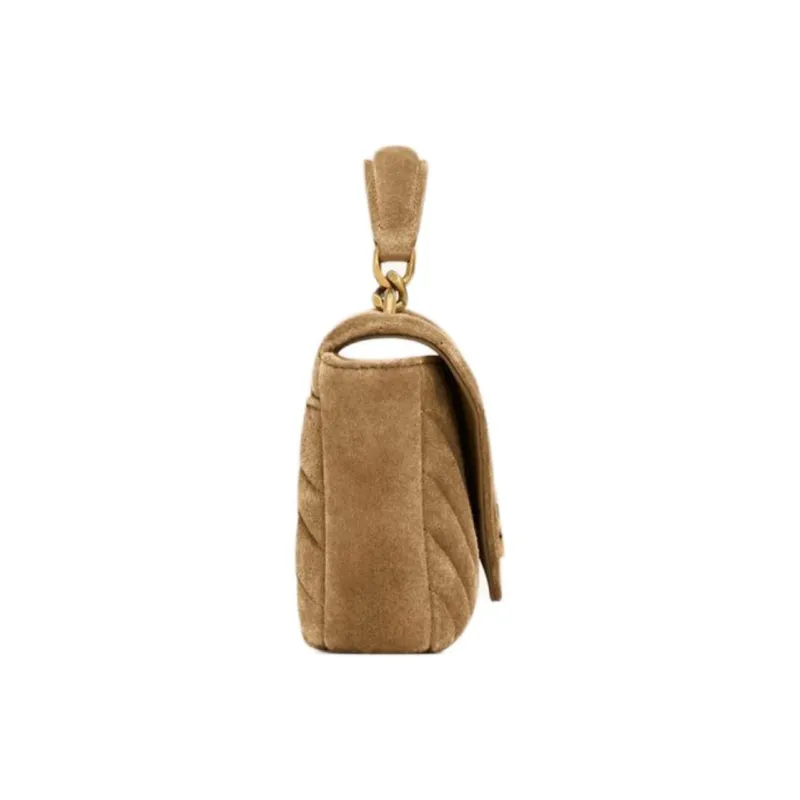 SAINT LAURENT College Split Cow Leather One Shoulder Handbag Mini Women's Golden Leaf-2