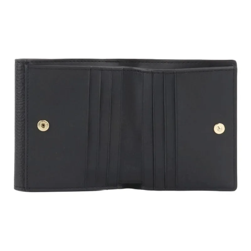 COACH Pepper Coated Canvas With Refined Pebbled Leather Card Holder, Wallet Mini Women's Brown & Black-2