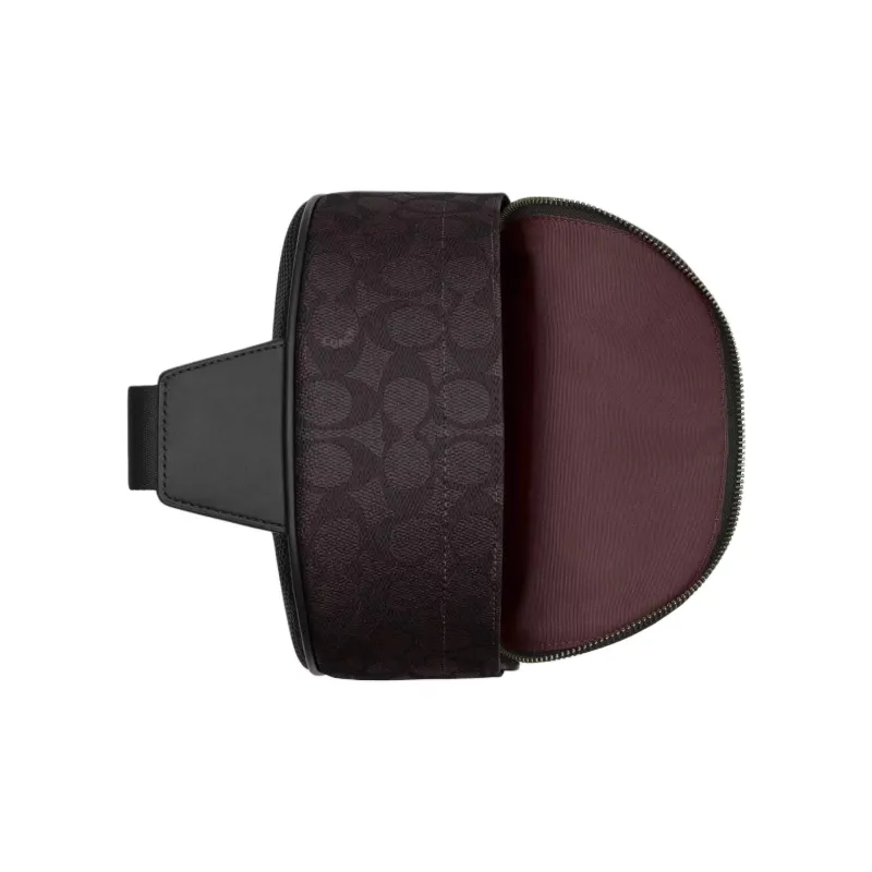 COACH West Signature Coated Canvas Crossbody Sling Bag Small Size Men's Walnut Wood & Brown Umber-2