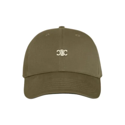 CELINE Cotton Baseball Caps Men's Khaki Green