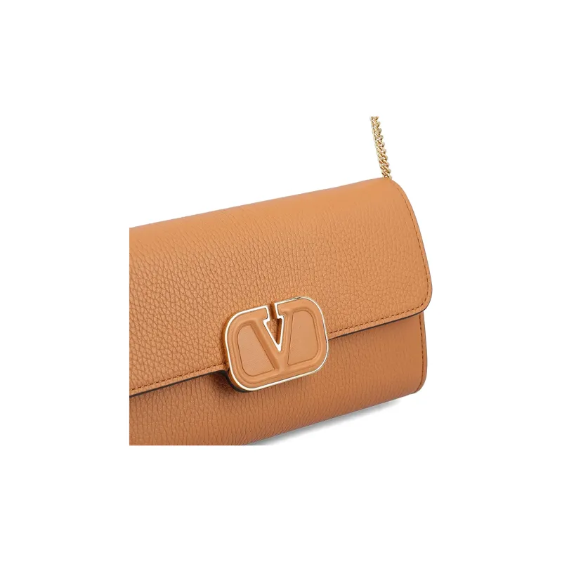 Valentino GARAVANI Calfskin Wallet, Shoulder Bag Women's Brown-4