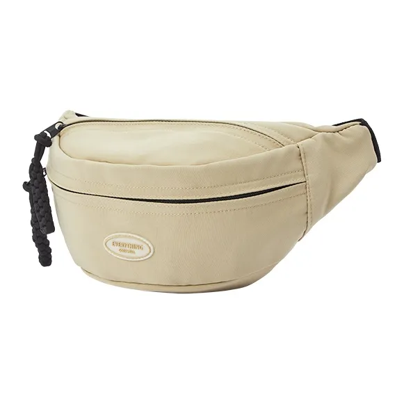 SEM/R Polyester Crescent Bag Asymmetrical Shoulder Bag Shoulder Bag Sling Bag Small Size Unisex Ecru/Black-19