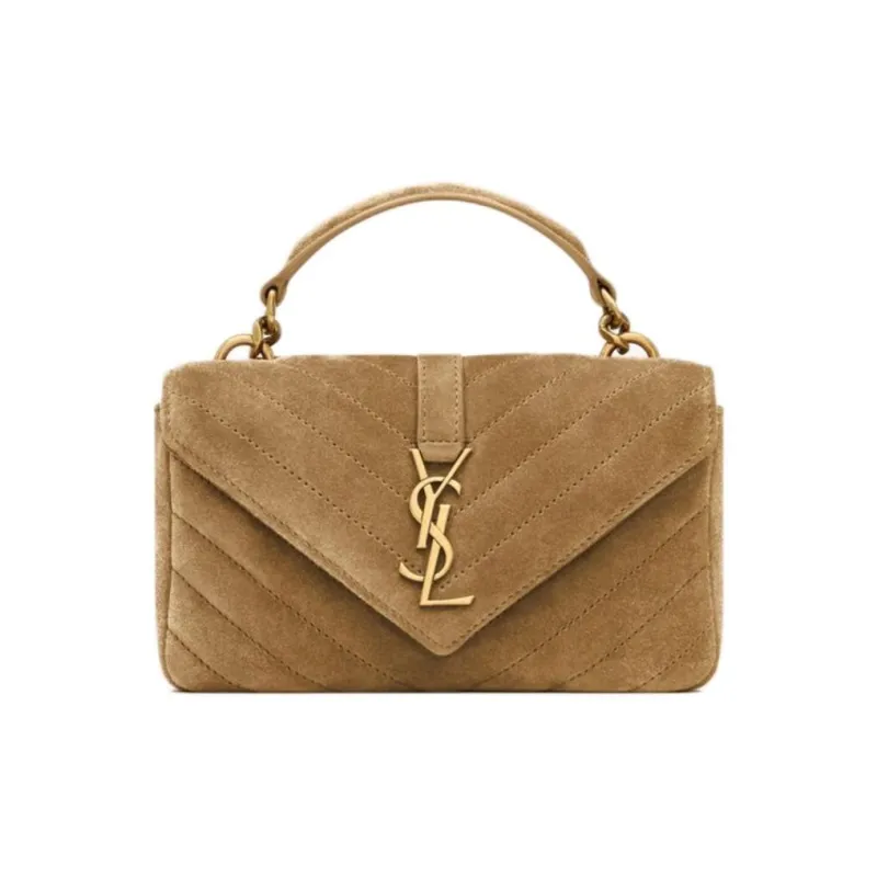 SAINT LAURENT College Split Cow Leather One Shoulder Handbag Mini Women's Golden Leaf-0