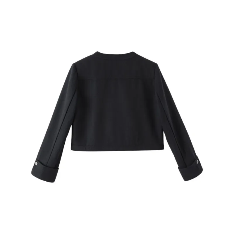 Late White Cropped Coat Women's Dark Blue-1