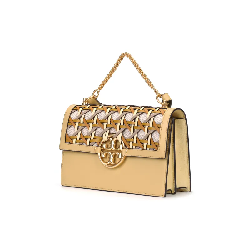 TORY BURCH Miller Cow Leather Trunk Bag, Shoulder Bag Trumpets Women's Yellow-1