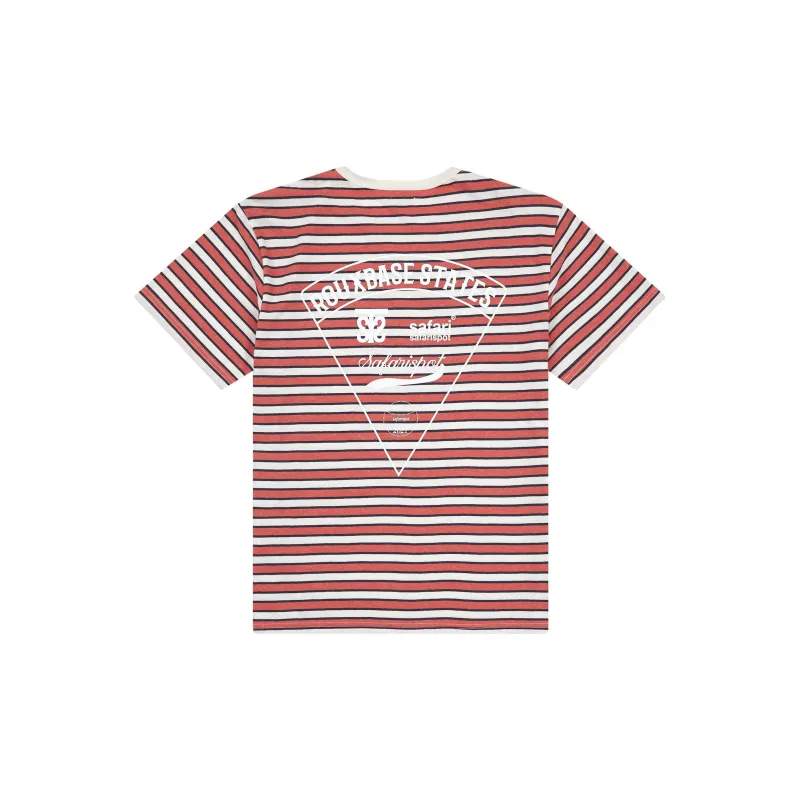 Safarispot ROUX BASE SCHOOL EAT THE PIZZA STRIPE TEE T Shirt Unisex BURGANDY/Burgundy Red-1