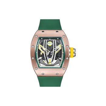 CRONUSART Automatic Mechanical Movement Rubber Strap Watch Men's Watches Cut-Out Dial