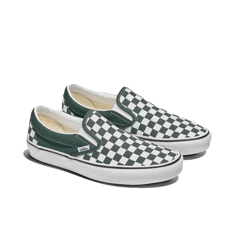 Vans Classic Slip On Checkerboard Scarab Green White-1