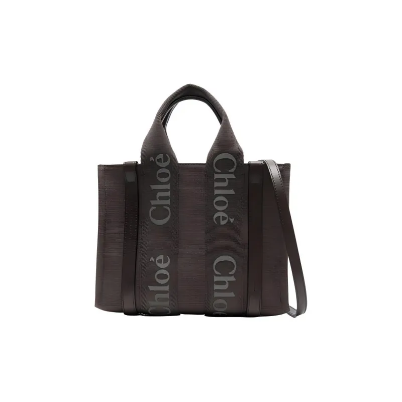 Chloe Woody Linen Tote Bag Shopping Bag Handbag Regular Women's Brown-1