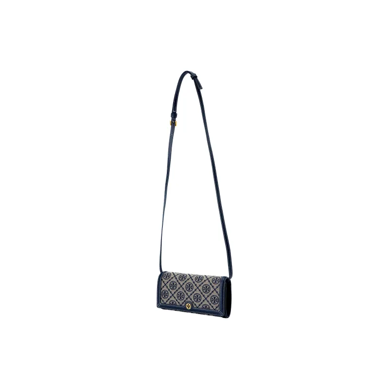 TORY BURCH T Monogram Leather With Fabric Money Clip Crossbody Bag Shoulder Bag Regular Women's Marine Blue-1