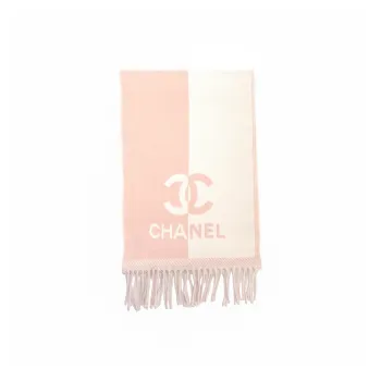 CHANEL Wool Knit Scarves Women's Pink