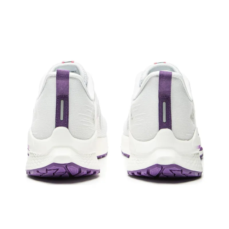 LiNing Anti Slip And Wear Resistant Breathable Low Top Casual Running Shoes Women's White Purple-5