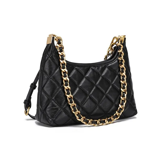 LARTIGENT Cow Leather Versatile Chain Crossbody Bag Commute Shoulder Bag Women's Angora Red/Black-2