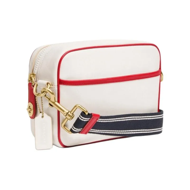 COACH Flight Leather Shoulder Bag, Crossbody Bag Medium Size Women's White-2