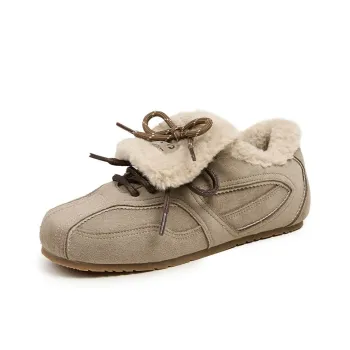 JOSINY Vintage Fashion De Xin Snow Boots Insulated Shoes Low Top Soft Sole Trendy Casual Shoes Women's Apricot