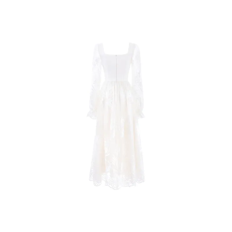 Blovelan Long Sleeved Dresses Women's Apricot White-1