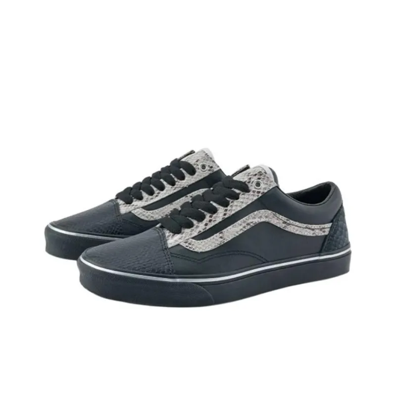 Vans Anti Slip Wear Resistant Low Top Skateboard Shoes Unisex Black Silver-1