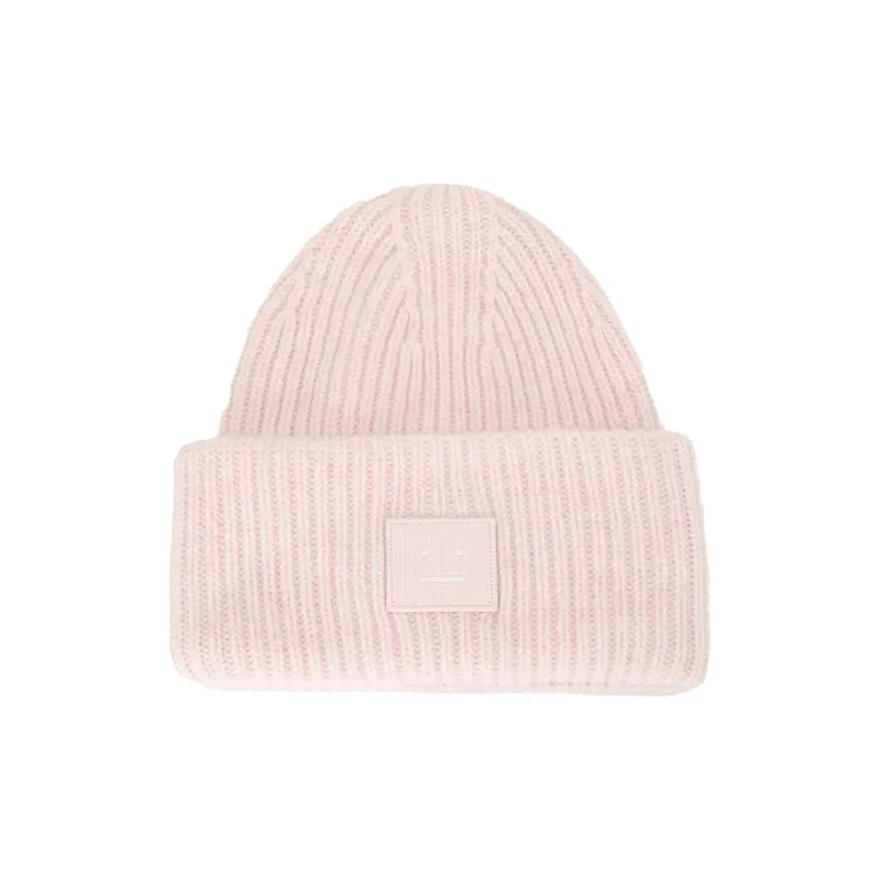 Acne Studios Face patch Ribbed knit Beanie-0