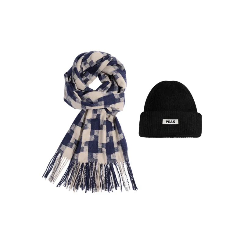 PEAK Knit Scarves Unisex Black White, Navy Blue-1