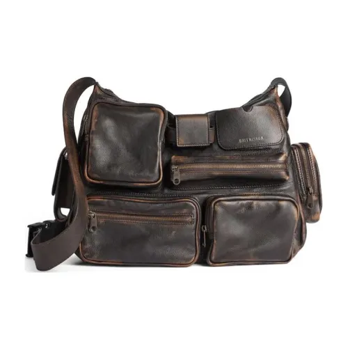 Balenciaga Superbusy Calfskin Messenger Bag Shoulder Bag Regular Men's Light Brown With Dark Brown Accents