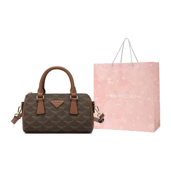 MEXICAN PVC Boston Bag Crossbody Bag Handbag Small Size Women's Burnt Tea Brown/Champagne/Honey Tea Apricot