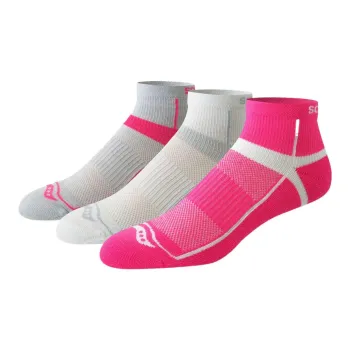 Saucony Inferno Quarter Cushioned RunDry®Pro Ankle Socks Unisex 3 Pack Bright Pink