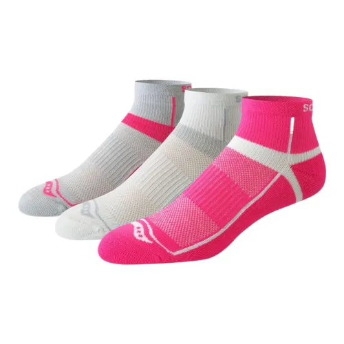Saucony Inferno Quarter Cushioned RunDry®Pro Ankle Socks Unisex 3 Pack Bright Pink