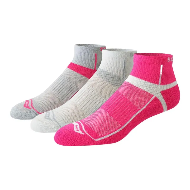 Saucony Inferno Quarter Cushioned RunDry®Pro Ankle Socks Unisex 3 Pack Bright Pink-0