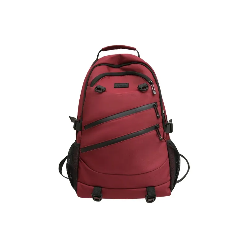 NOMK Nylon Backpack Unisex Black/White/Gray/Red/Brown-12