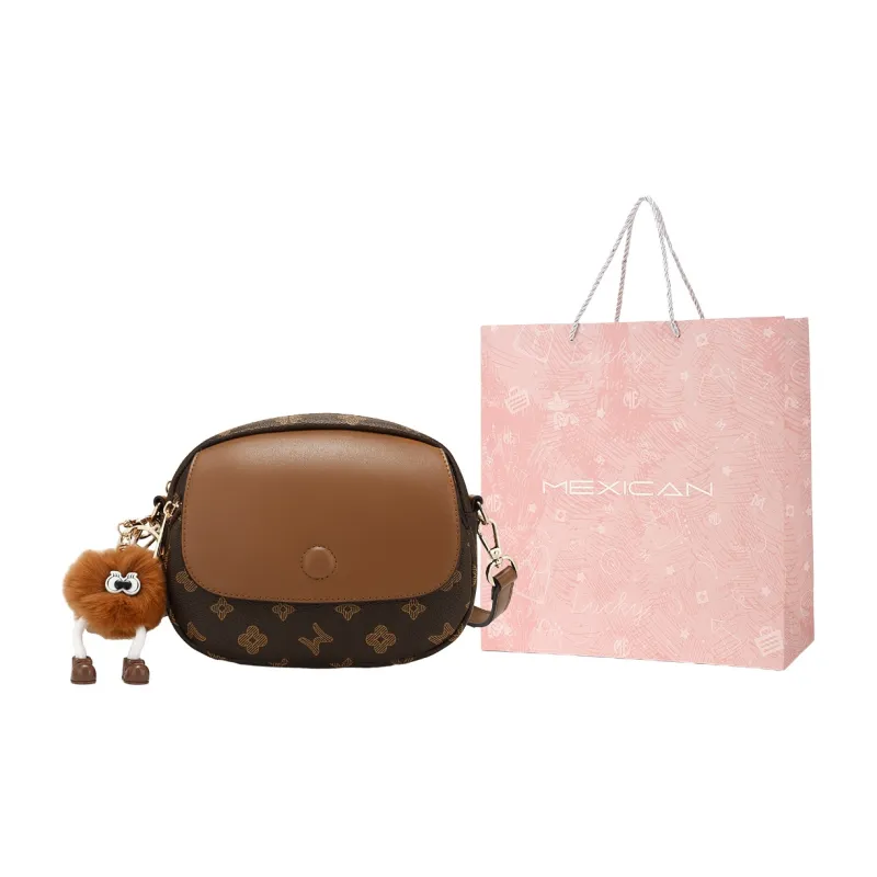 MEXICAN Polyurethane Crossbody Bag, Shoulder Bag Regular Women's Dark Brown/Ecru-0