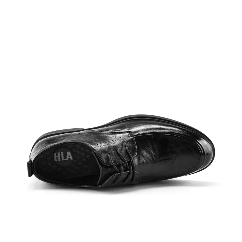 HLA Round Tip Lace Up Cow Leather Breathable Dress Shoes Men's-2