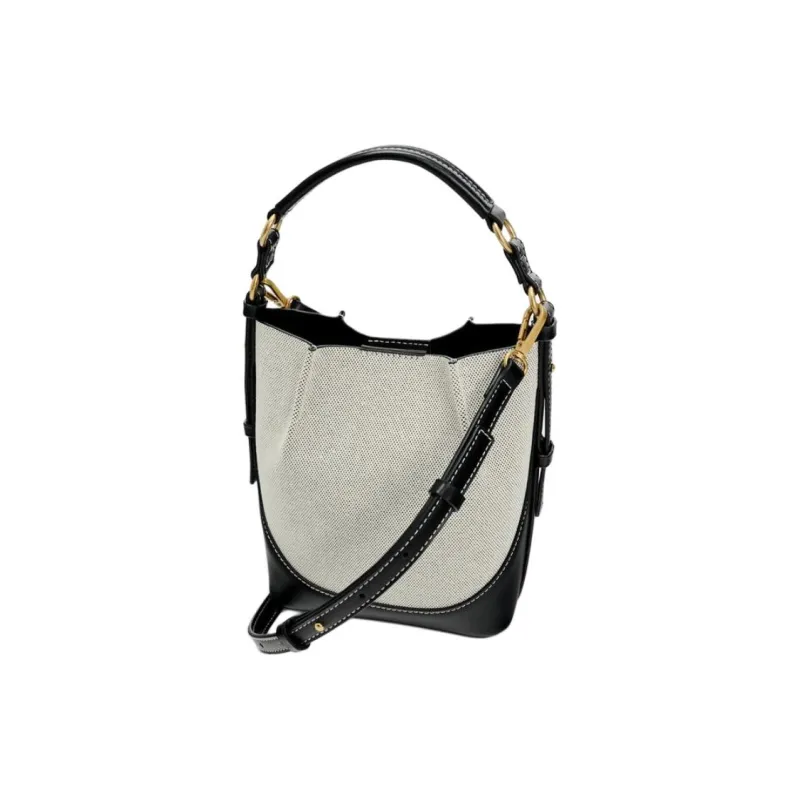 ZARA Cotton Bucket Bags Handbags Women's White-5
