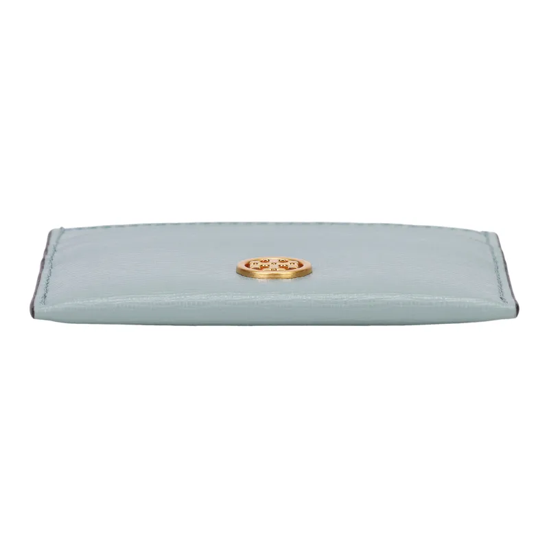 TORY BURCH Robinson Leather Card Holder Women's Gray-3