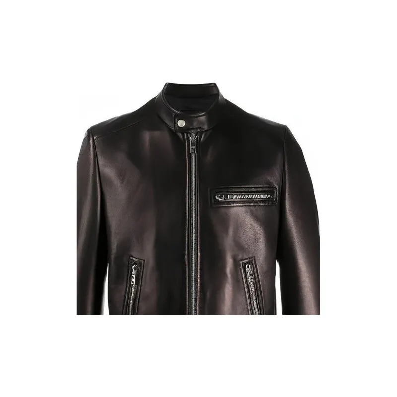 PRADA Leather Jackets Men Black-5